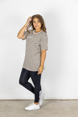 BEN STRIPE TEE BROWN