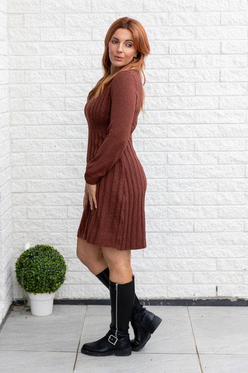 HEATHER KNIT DRESS BROWN