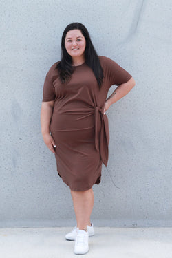 *SADIE SIDE KNOT DRESS BROWN