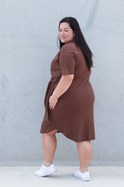 *SADIE SIDE KNOT DRESS BROWN